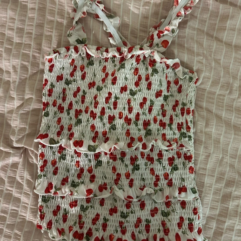 Cherry Cross Back Straps Top